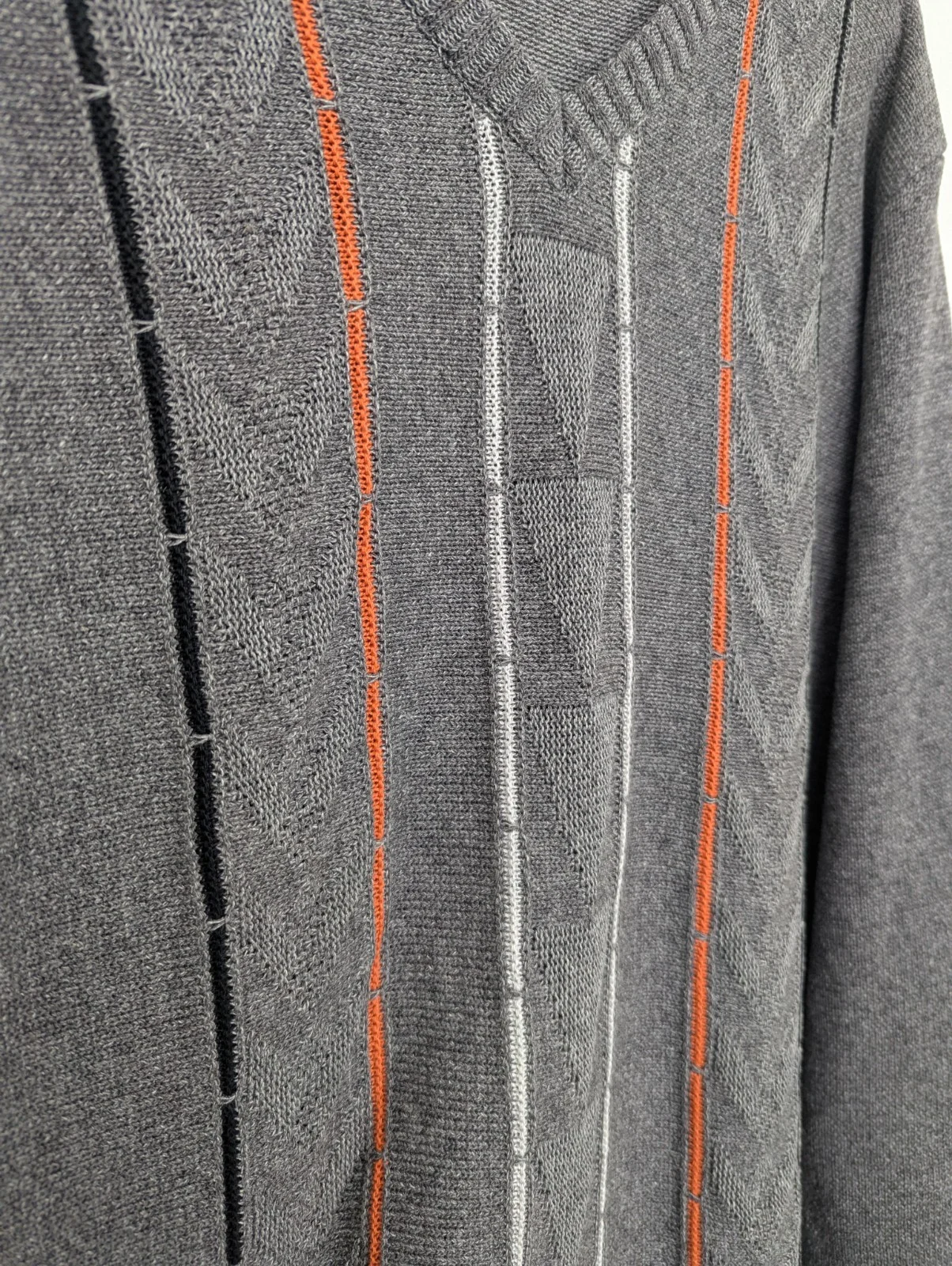 Gixan Pattern Knit Jumper - Grey - Size Large