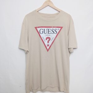 Guess Los Angeles Beige Logo T-shirt – Size M (triangle Logo, Vintage Style)