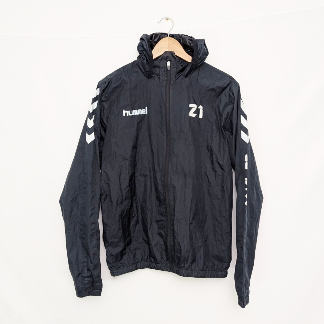 Hummel Men’s Small Windbreaker Jacket – Black – Hooded Lightweight Sports Jacket