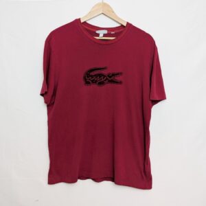 Lacoste Regular Fit T-shirt – Velvet Croc Logo – Size L – Red