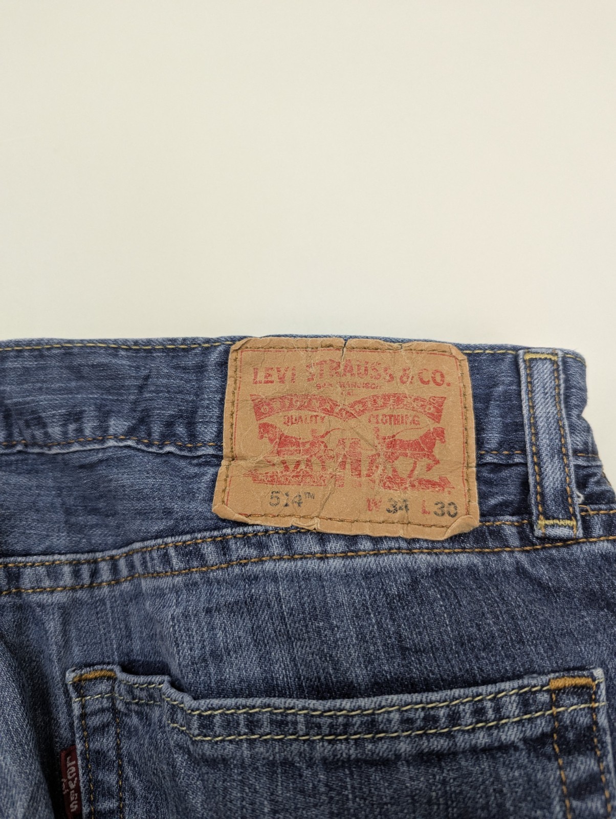 Levi's 514 Straight Leg Jeans - Blue Denim - W34 L30 - Classic Fit