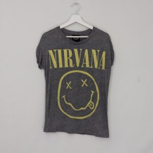 Nirvana Smiley Face T Shirt – Grey – Size 10