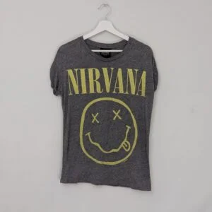 Nirvana Smiley Face T Shirt – Grey – Size 10