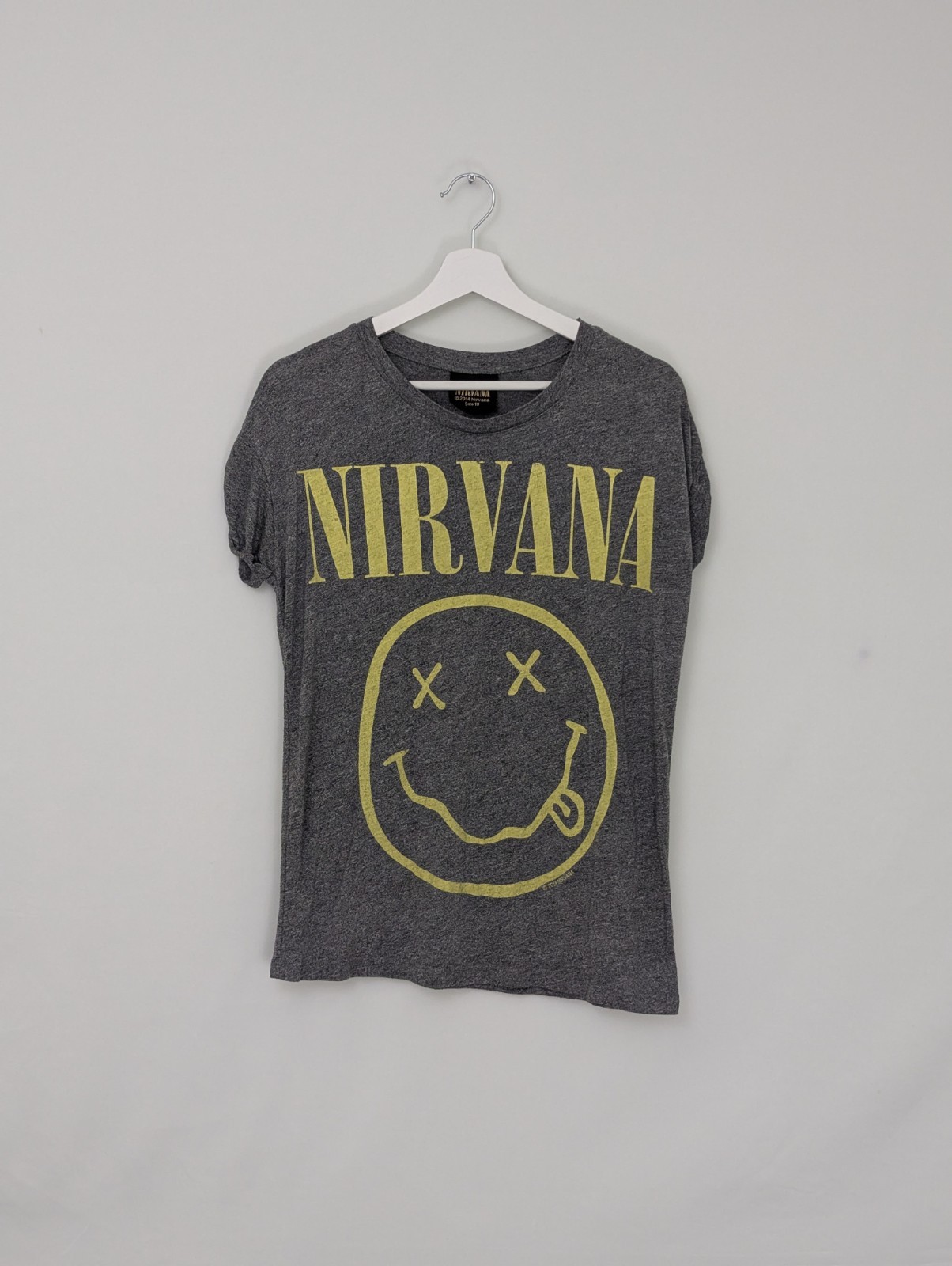 Nirvana Smiley Face T Shirt – Grey – Size 10