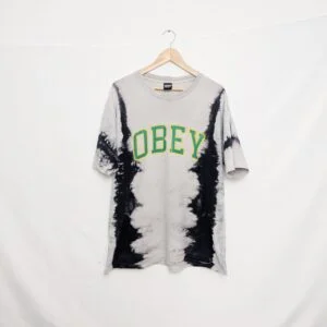 Obey Tie Dye Tee - Large - Grey/black - Graphic Logo