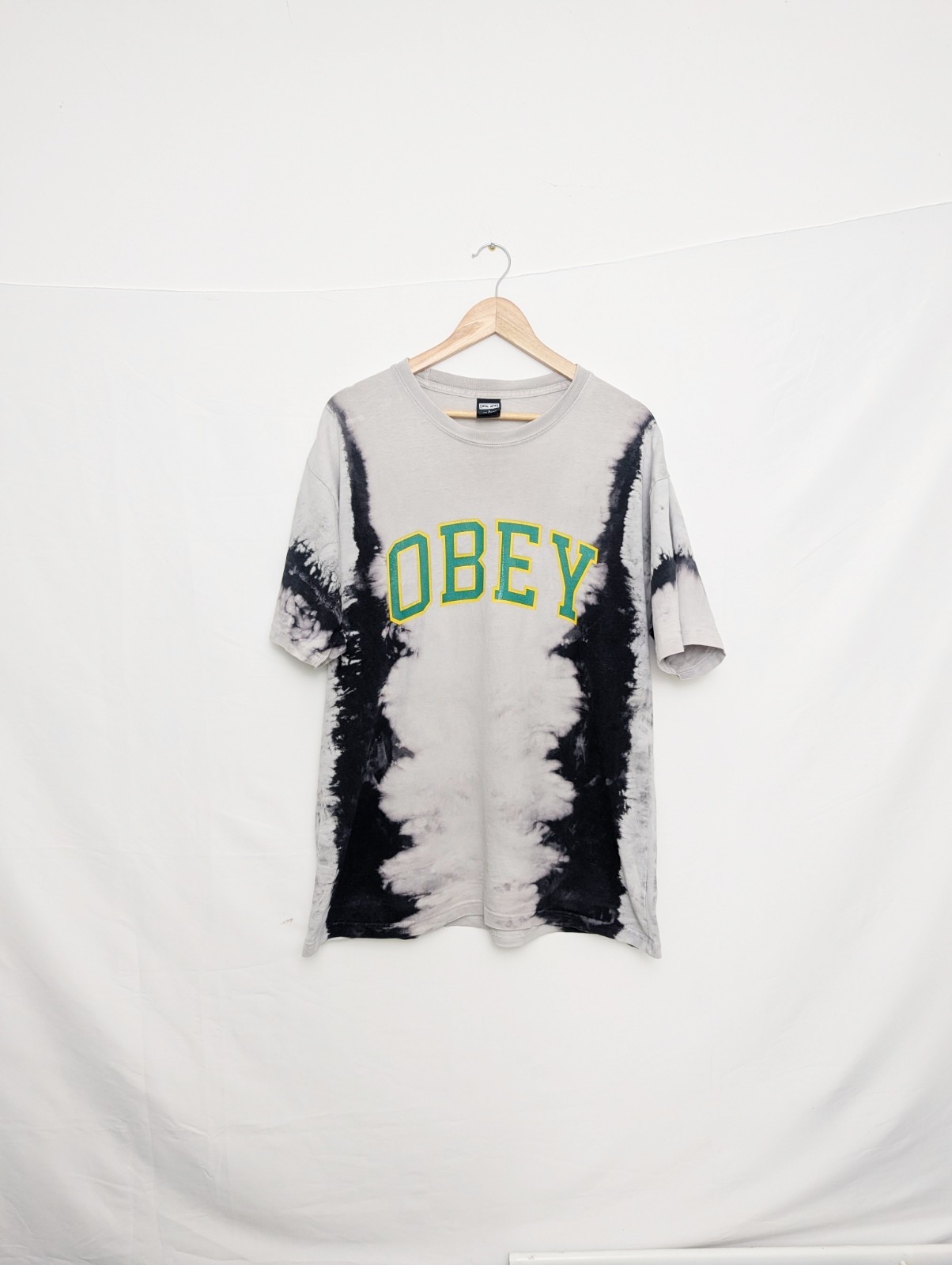 Obey Tie Dye Tee - Large - Grey/black - Graphic Logo