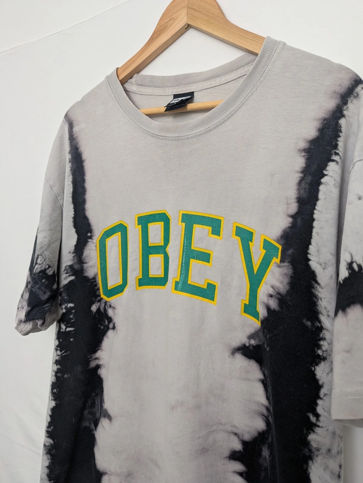 Obey Tie Dye Tee - Large - Grey/black - Graphic Logo