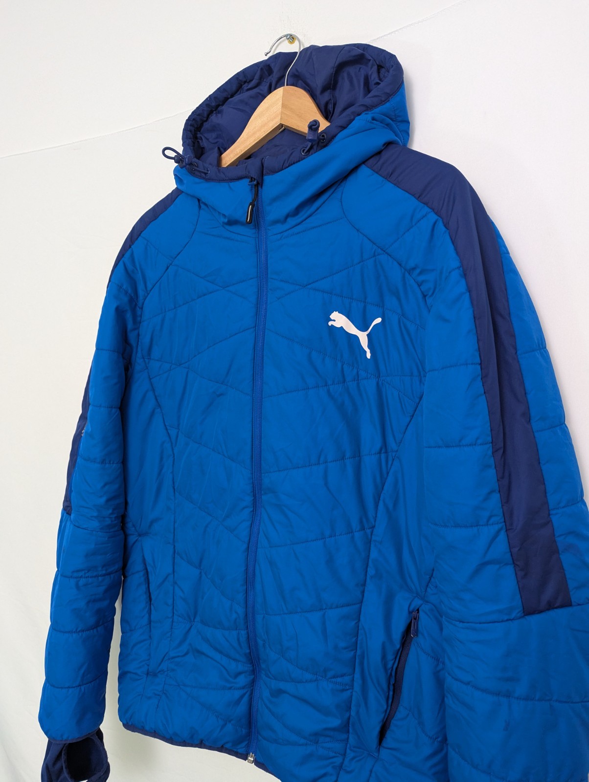 Puma Blue Hooded Puffer Jacket Zip Up - Men’s Size Medium