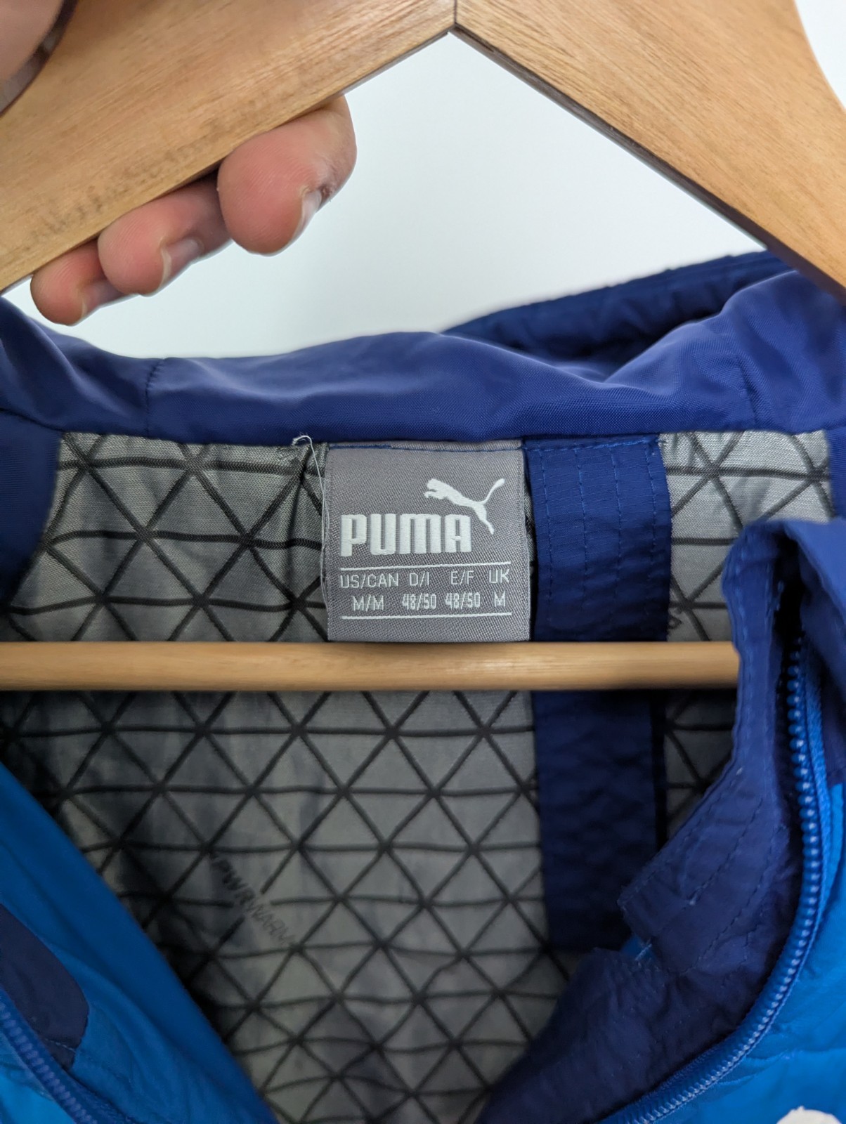 Puma Blue Hooded Puffer Jacket Zip Up - Men’s Size Medium