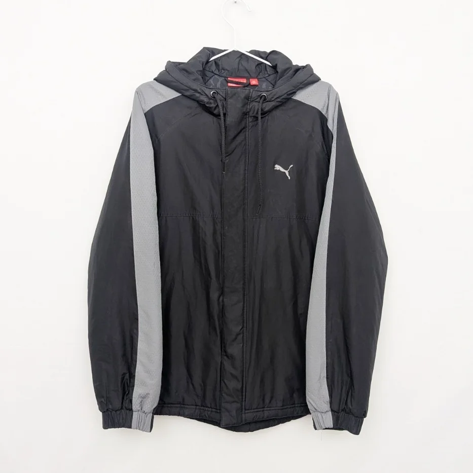 Puma Puffer Jacket - Mens Medium - Black/grey - Lightweight