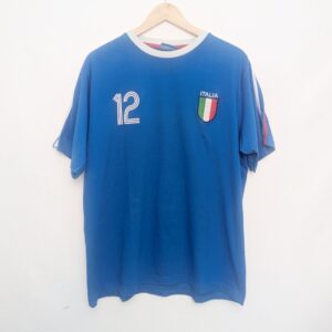 Raised In Italy Italia Football Shirt Blue Retro Soccer Tee Size Xl