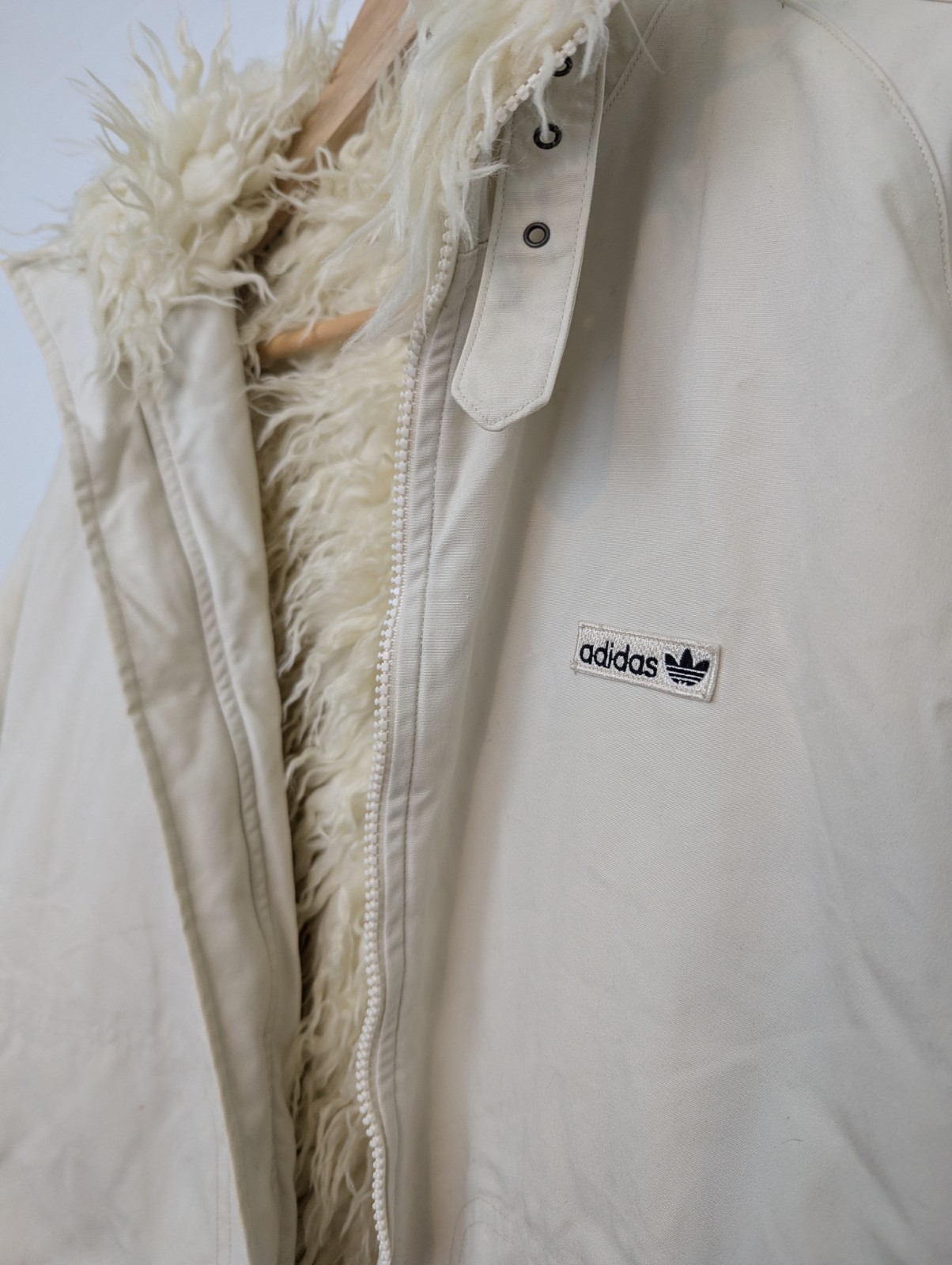 Rare Vintage Adidas Originals Sample Faux Shearling Jacket - Cream - Women’s M