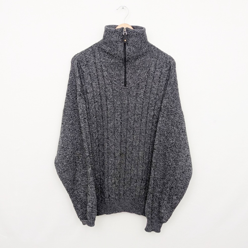 Red Fox 1/4 Zip Knit Jumper - Grey Marl - Mens Size Medium