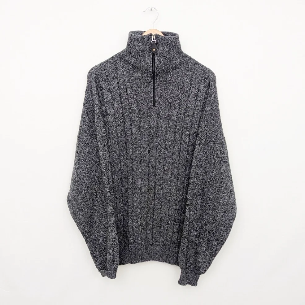 Red Fox 1/4 Zip Knit Jumper - Grey Marl - Mens Size Medium