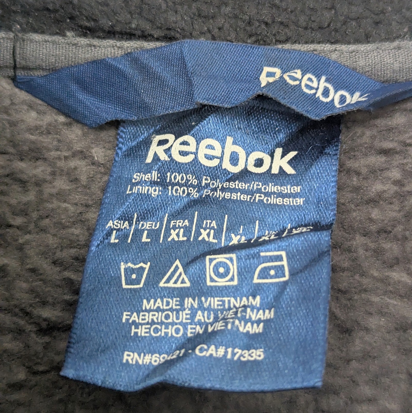 Reebok Fleece Jacket - Black - Size L
