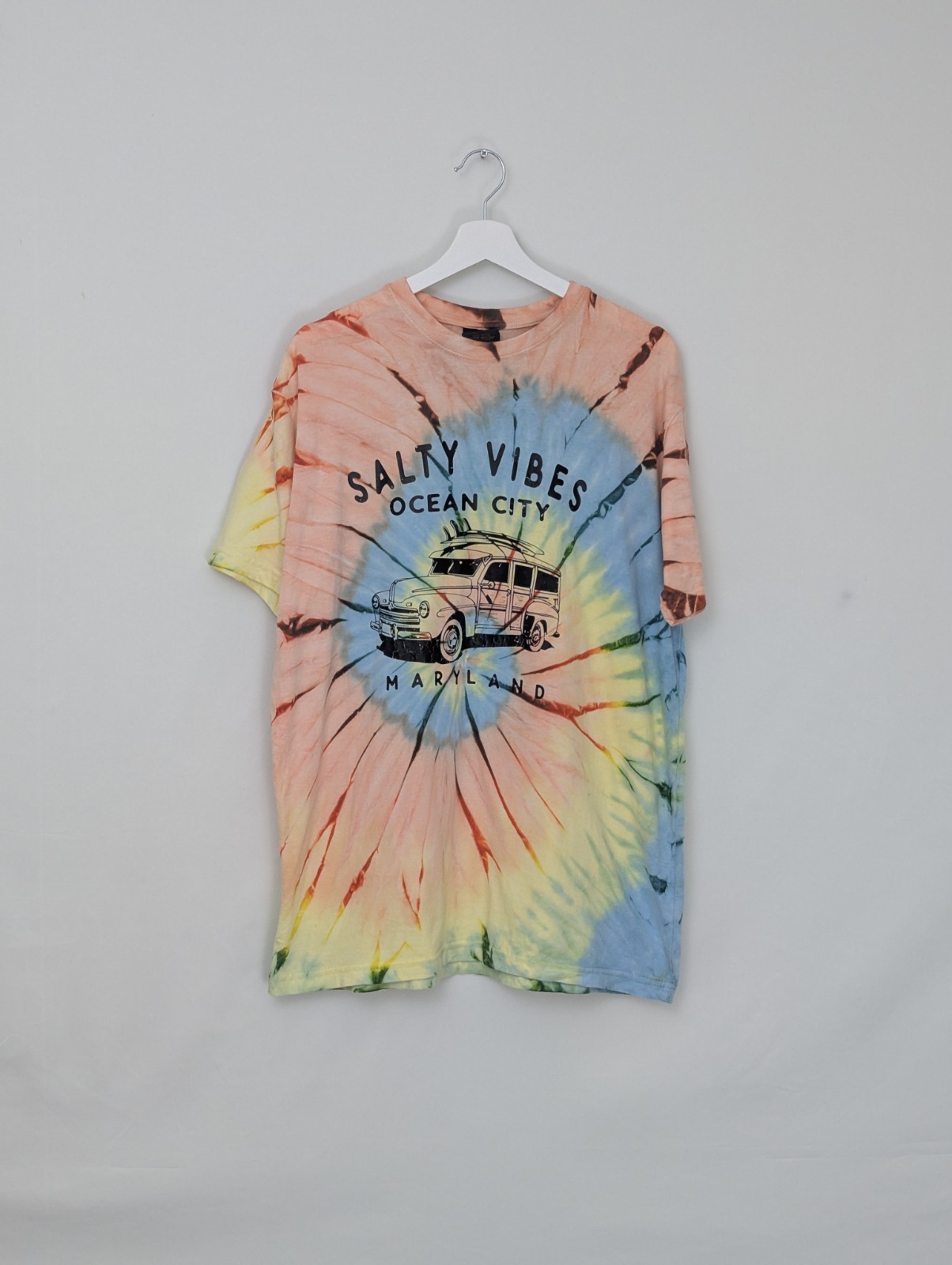 Salty Vibes Ocean City T Shirt - Tie Dye - Size L