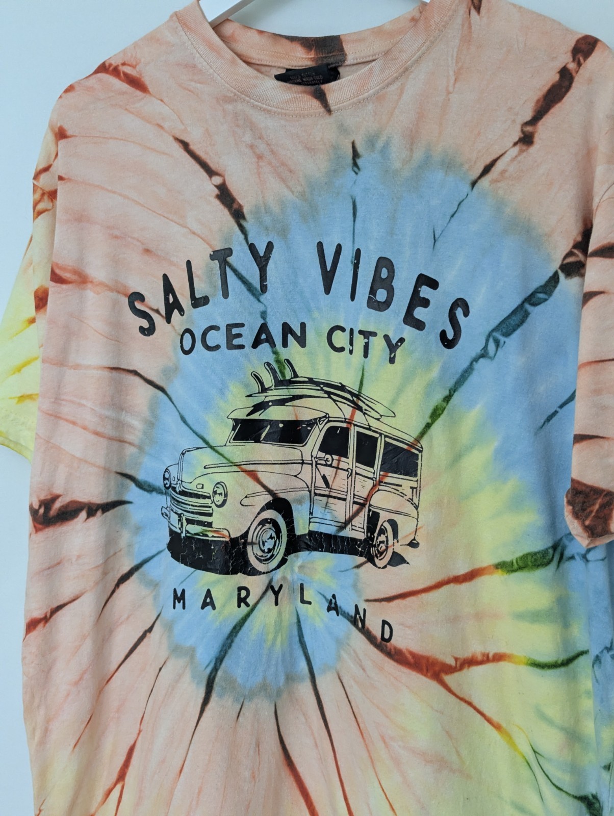 Salty Vibes Ocean City T Shirt - Tie Dye - Size L