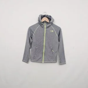 The North Face Grey Zip Hoodie - Green Trim - Womens Size Xs