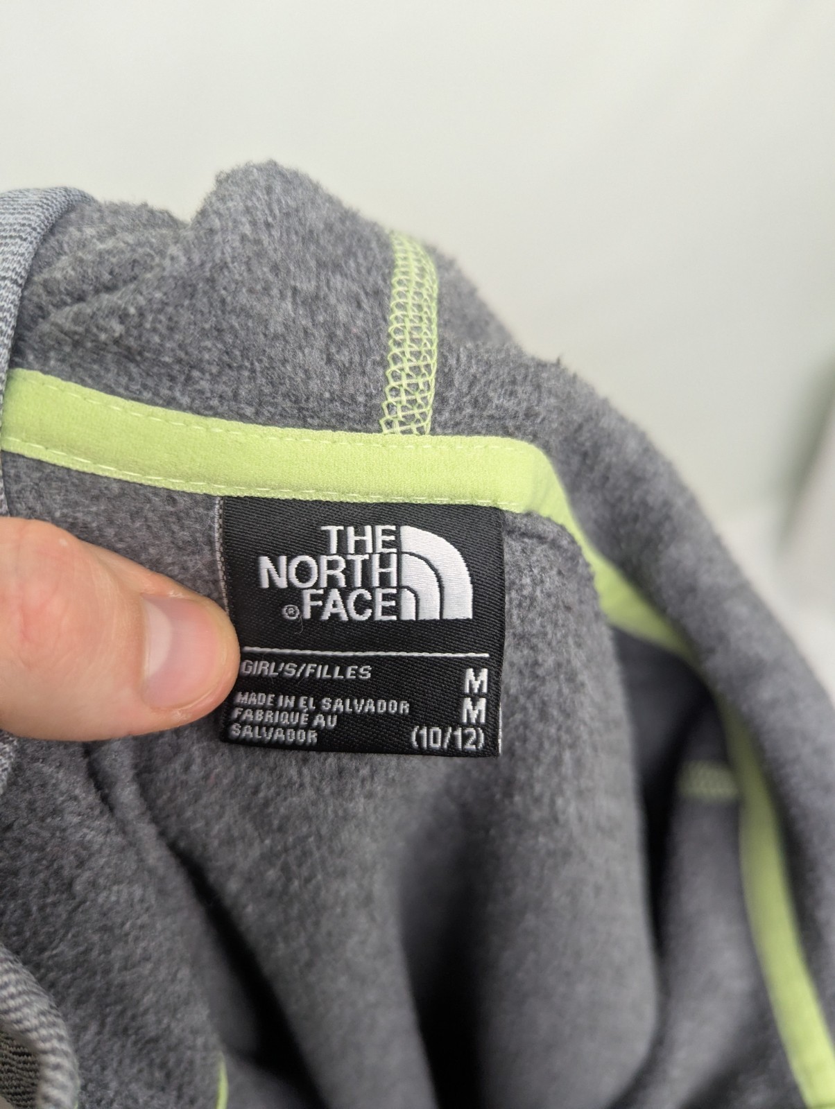 The North Face Grey Zip Hoodie - Green Trim - Womens Size Xs