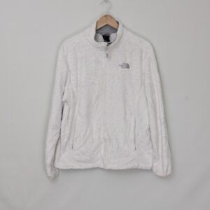 The North Face Teddy Fleece Jacket - White Grey Borg Full Zip - Size Xl