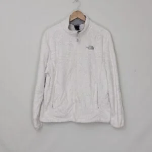 The North Face Teddy Fleece Jacket - White Grey Borg Full Zip - Size Xl