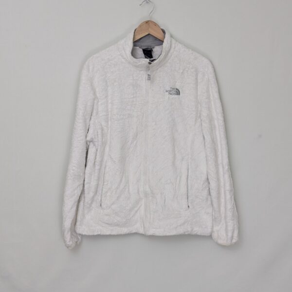 The North Face Teddy Fleece Jacket - White Grey Borg Full Zip - Size Xl