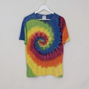 Tie Dye T Shirt - Multicolour Spiral - Rainbow - Size M