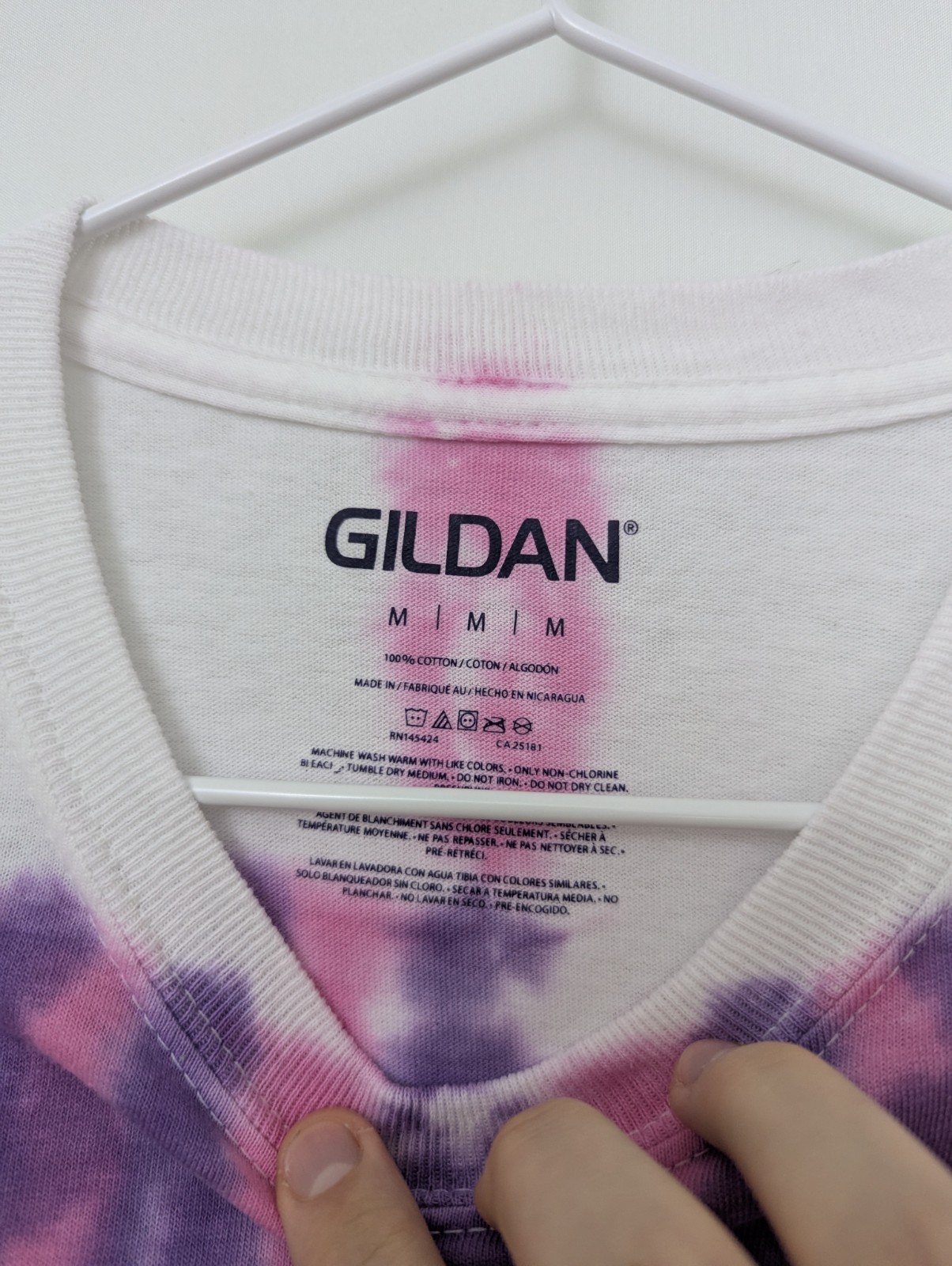 Tie Dye T Shirt - Pink/purple/white Gildan Cotton Tee - Size Medium