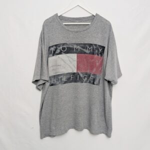 Tommy Hilfiger Grey Flag Logo T-shirt – Men’s 3xl (no Tag) – Oversized Fit