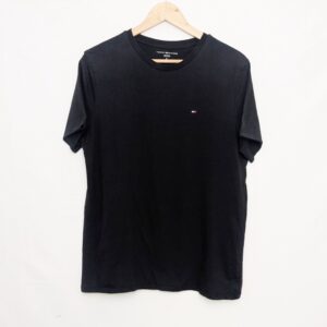 Tommy Hilfiger T Shirt - Mens Medium - Black - Small Flag Logo - Crew Neck