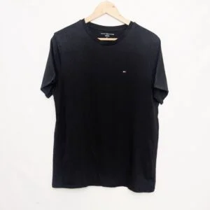 Tommy Hilfiger T Shirt - Mens Medium - Black - Small Flag Logo - Crew Neck