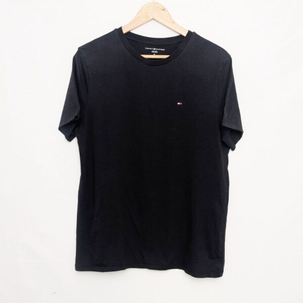 Tommy Hilfiger T Shirt - Mens Medium - Black - Small Flag Logo - Crew Neck