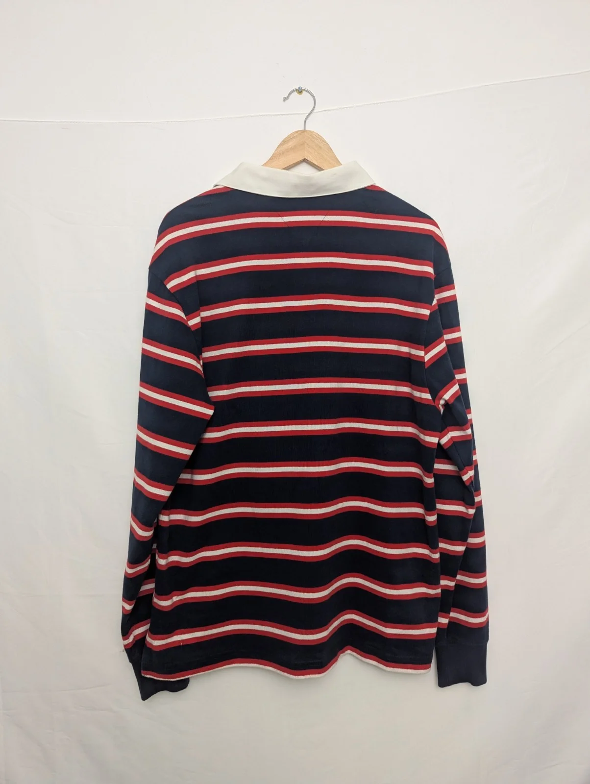 Tommy Jeans Rugby Shirt – Navy / Red / White – Crest Embroidery – Size L – 2000s