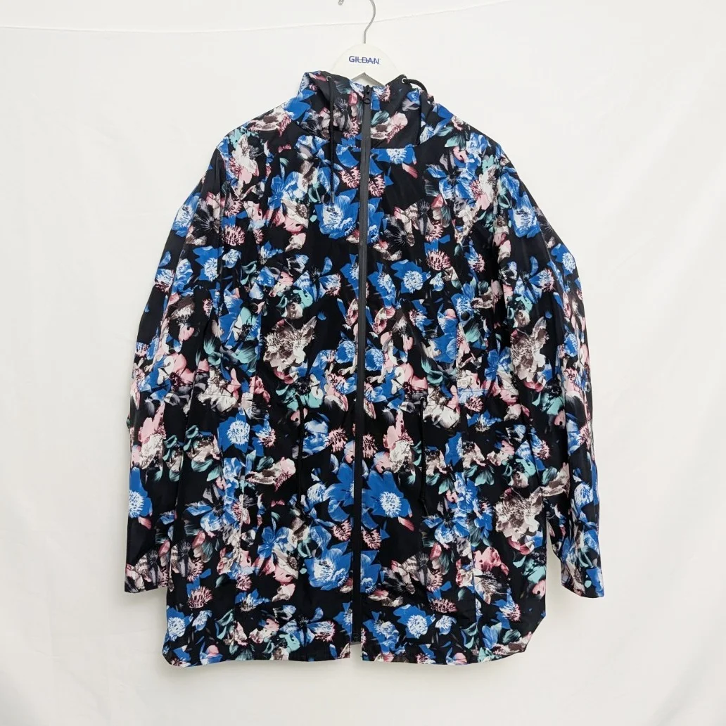 Ulla Popken Women’s Floral Rain Jacket – Size De 42/44 (uk 14/16, Fits 16–18)