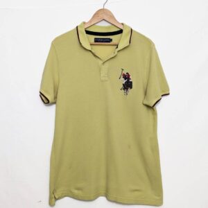 U.S. Polo Assn. Embroidered Polo Shirt – Men’s Large – Yellow – Short Sleeve 2000s