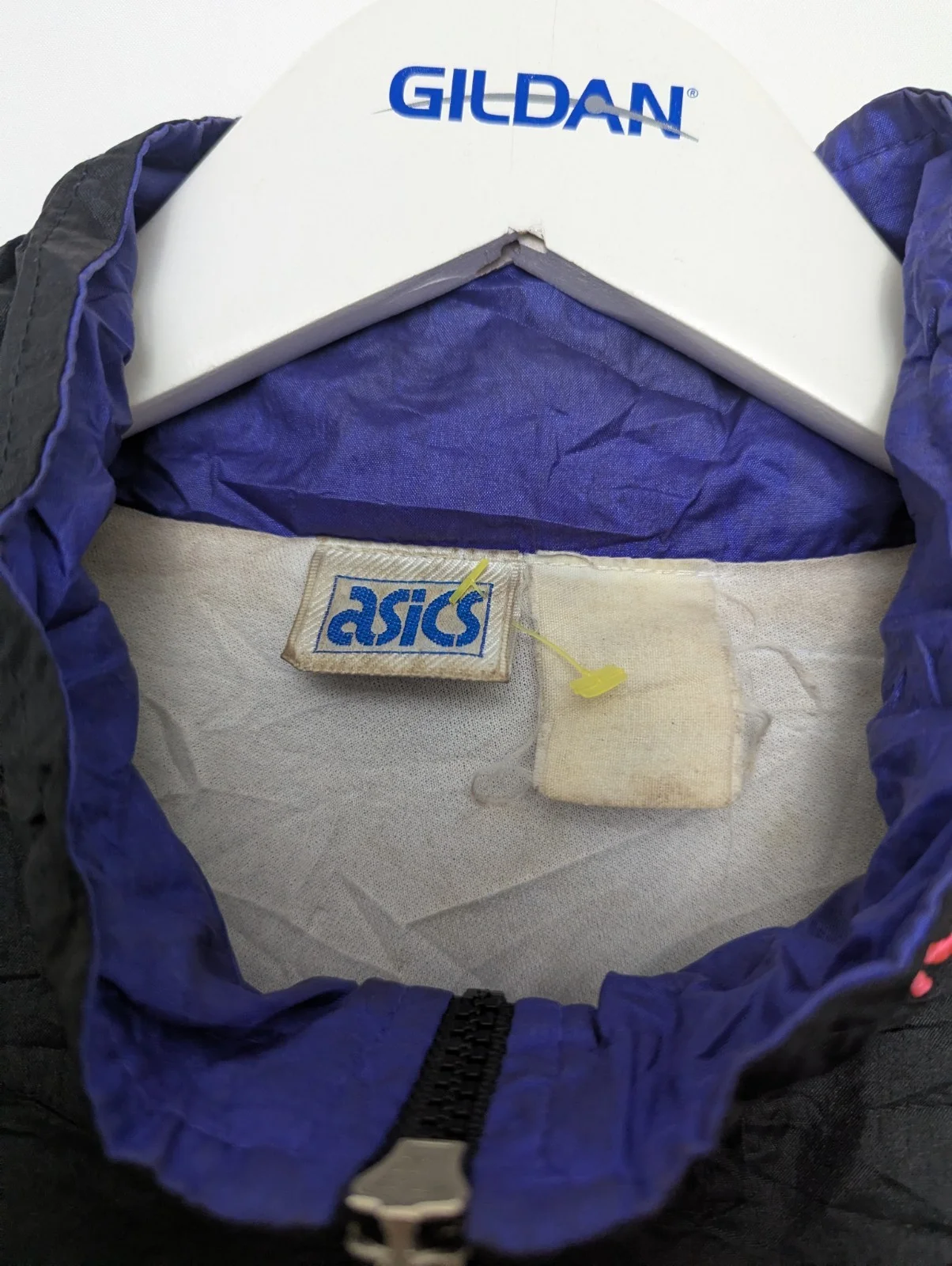 Vintage 1990s Asics Windbreaker Jacket – Women’s Large – Black / Purple / Pink