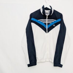 Vintage 2000s Adidas Track Jacket – White / Navy / Blue – Size Xl