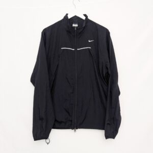 Vintage 2000s Nike Windbreaker Jacket – Black – Reflective Piping – Size M