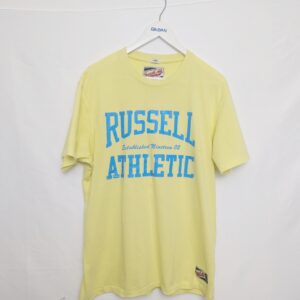 Vintage 2000s Russell Athletic T-shirt – Yellow / Blue – Size Large