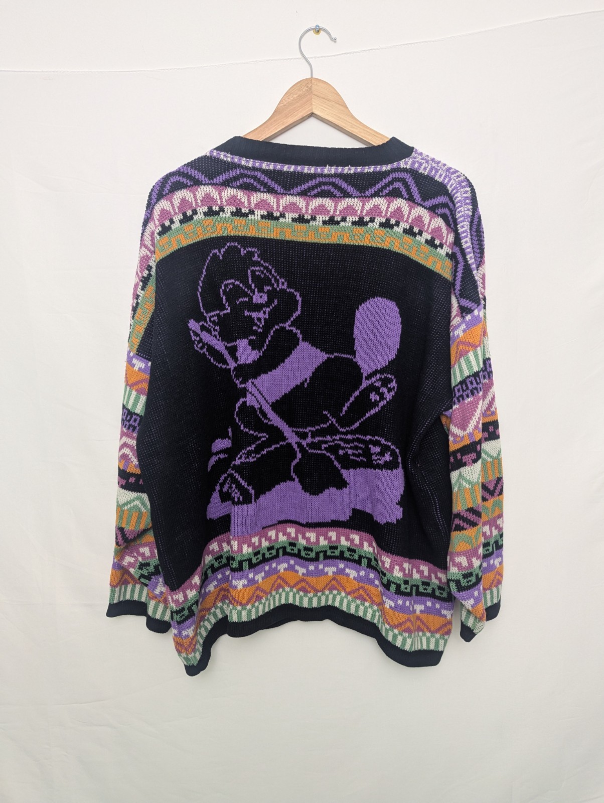 Vintage 80s / 90s Cartoon Knit Jumper – Multicolour Pattern – Size L