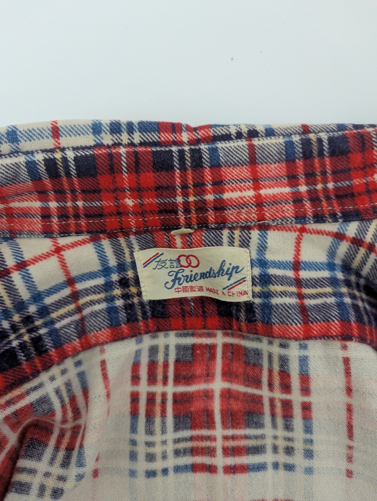 Vintage 80s/90s Friendship Red Tartan Flannel Shirt – Size 39/m – Made In China