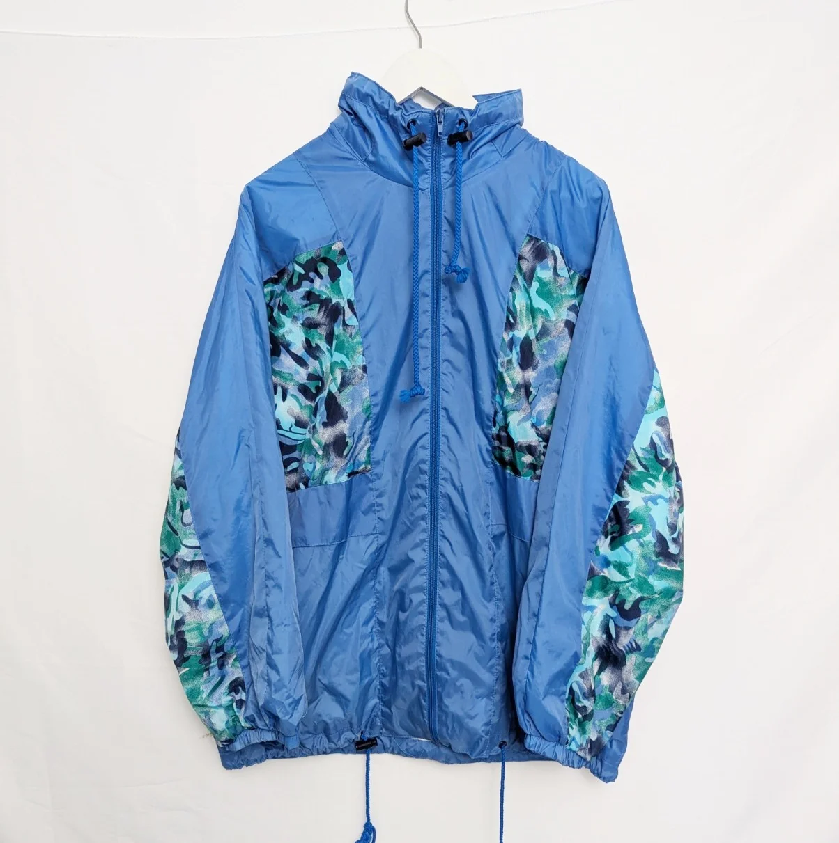 Vintage 80s/90s Marcel Clair Windbreaker Jacket Blue Abstract Panels – Size S