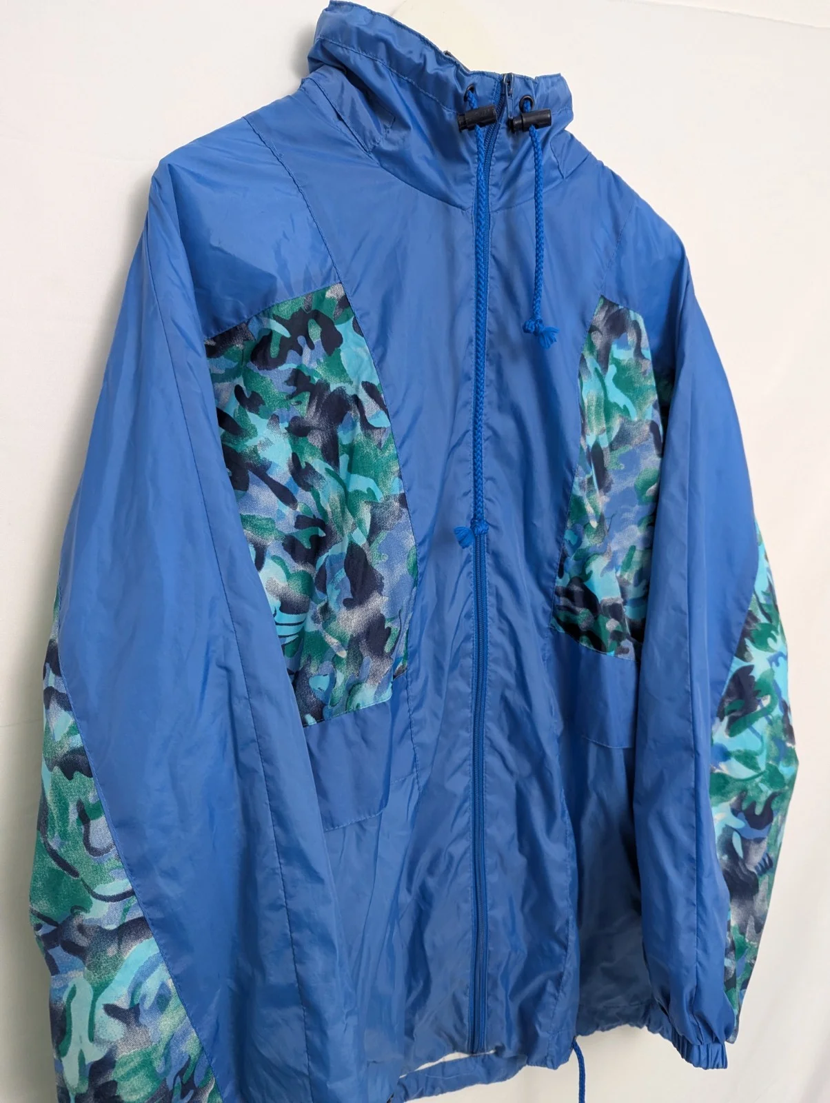 Vintage 80s/90s Marcel Clair Windbreaker Jacket Blue Abstract Panels – Size S