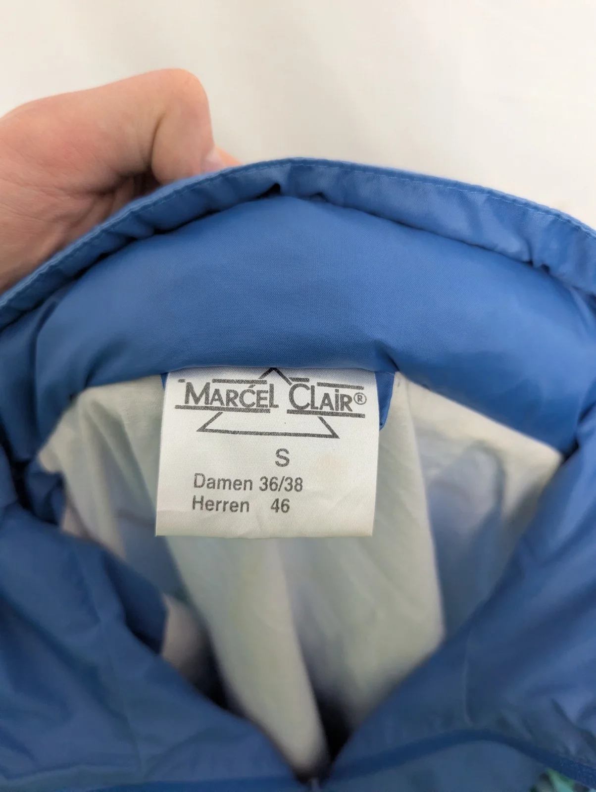 Vintage 80s/90s Marcel Clair Windbreaker Jacket Blue Abstract Panels – Size S