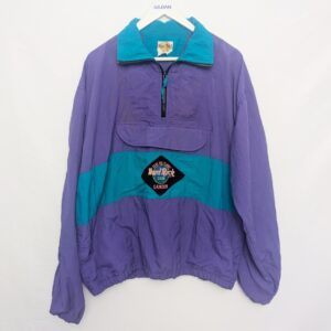 Vintage 90s Hard Rock Cafe Cancun Windbreaker Jacket – Purple & Teal - Size M