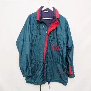 Vintage 90s Porto “exploration 93” Windbreaker – Teal / Red / Purple – Size L/xl