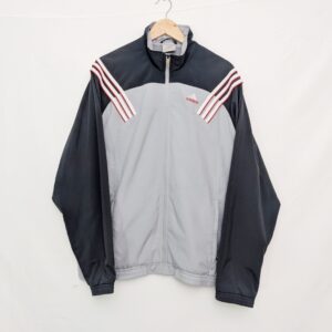 Vintage Adidas Track Jacket – Men’s Large (estimated) – Grey/red – Y2k