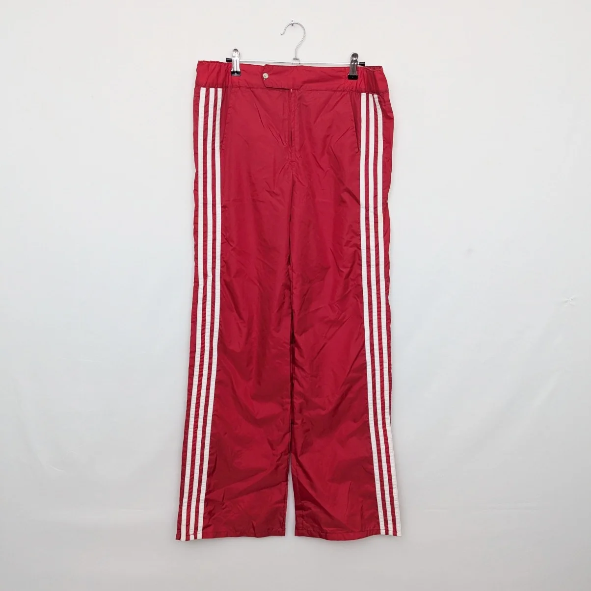 Vintage Adidas Track Pants - Mens Large - Red - 3 Stripe - Nylon - 80s