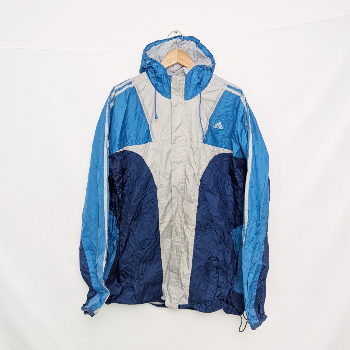 Vintage Adidas Windbreaker Jacket – Size L – 2006 Era – Blue/grey