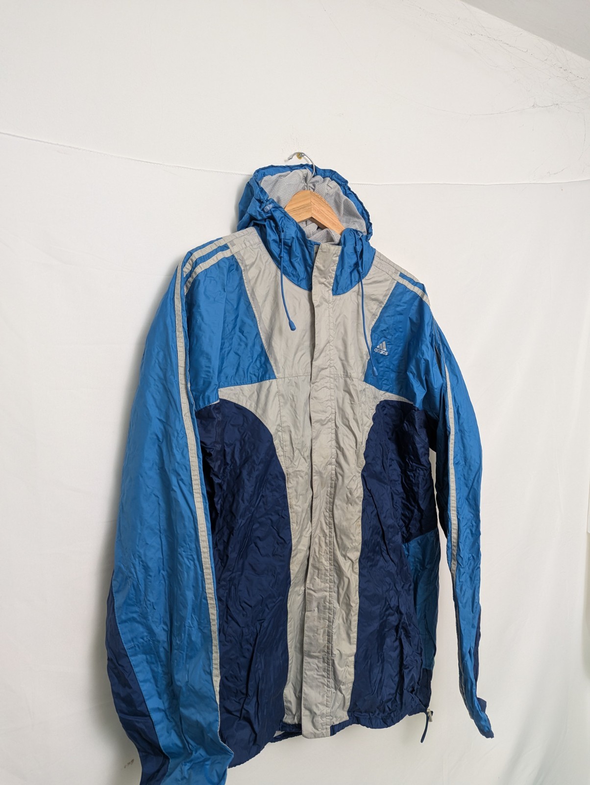 Vintage Adidas Windbreaker Jacket – Size L – 2006 Era – Blue/grey
